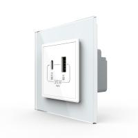 Розетка USB type C+A с блоком питания 36W Livolo 1 пост Белая
