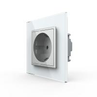 Розетка Livolo 1 пост Серая с белой рамкой
