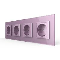 Розетка электрическая 16A Livolo, 4 поста, цвет розовый