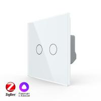 Двухклавишный умный сенсорный выключатель Livolo ZigBee, 1 пост, Белый VL-C702Z-2WG