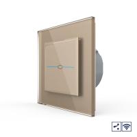 Сенсорный проходной радиоуправляемый выключатель Livolo Quadro 1 клавиша 1 пост Золотой