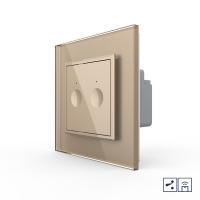 Двухклавишный проходной сенсорный выключатель Livolo Module с функцией радиоуправления, цвет золотой
