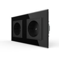 Розетка электрическая двойная 220В LIVOLO черная VL-C7C2EU-12