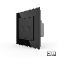 Двухклавишный проходной сенсорный выключатель Livolo Module с функцией радиоуправления, цвет черный