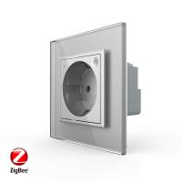 Розетка электрическая ZigBee (Wi-Fi) с заземлением защитными шторками 16A 1 пост Серая