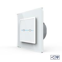 Сенсорный проходной радиоуправляемый выключатель Livolo Quadro 2 клавиши 1 пост Белый