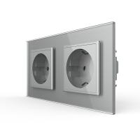 Розетка электрическая двойная 220В LIVOLO серая VL-C7C2EU-15