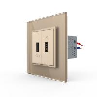 Розетка двойная USB LIVOLO с блоком питания 5В 2.1А золотая VL-C792USB-13