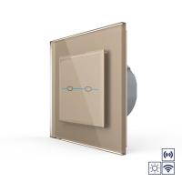 Сенсорный импульсный радиоуправляемый выключатель Livolo Quadro сухой контакт 2 клавиши Золотой