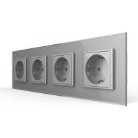 Розетка электрическая четыре поста 220В LIVOLO серая VL-C7C4EU-15