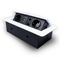Розетка горизонтальная выдвижная 2 Euro 16A, 2 USB A с блоком 5В/2.1А, 2 RJ45 RocketSocket, проводка, цвет белый