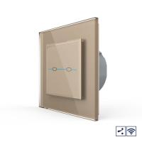 Сенсорный проходной радиоуправляемый выключатель Livolo Quadro 2 клавиши 1 пост Золотой