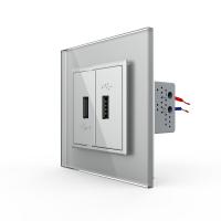 Розетка двойная USB LIVOLO с блоком питания 5В 2.1А серая VL-C792USB-15