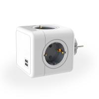 Разветвитель Cube Original 4 Euro 16A, 2 USB A с блоком 5В/2.1А RocketSocket, цвет белый-серый