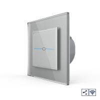 Сенсорный проходной радиоуправляемый выключатель Livolo Quadro 1 клавиша 1 пост Серый
