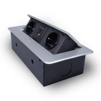 Розетка горизонтальная выдвижная цвет серый 2 Euro 16A, USB type A+C с блоком 18W RocketSocket, проводка, цвет серый