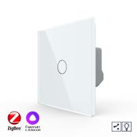 Одноклавишный проходной умный сенсорный Адаптивный диммер Livolo ZigBee, 1 пост, Белый