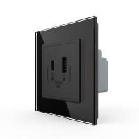 Розетка USB type C+A с блоком питания 36W Livolo 1 пост Черная