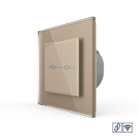 Сенсорный радиоуправляемый выключатель для жалюзи Livolo Quadro 2 клавиши 1 модуль Золотой