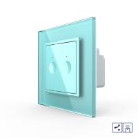 Двухклавишный проходной сенсорный выключатель Livolo Module с функцией радиоуправления, зеленый