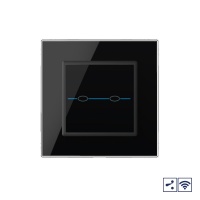 Сенсорный проходной радиоуправляемый выключатель Livolo Quadro 2 клавиши 1 пост Черный