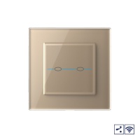 Сенсорный проходной радиоуправляемый выключатель Livolo Quadro 2 клавиши 1 пост Золотой