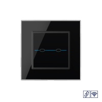 Сенсорный радиоуправляемый выключатель для жалюзи Livolo Quadro 2 клавиши 1 модуль Черный