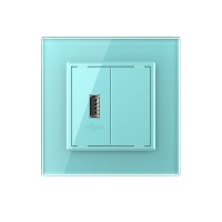 Розетка Livolo USB с блоком 5В 2.1А Зеленая