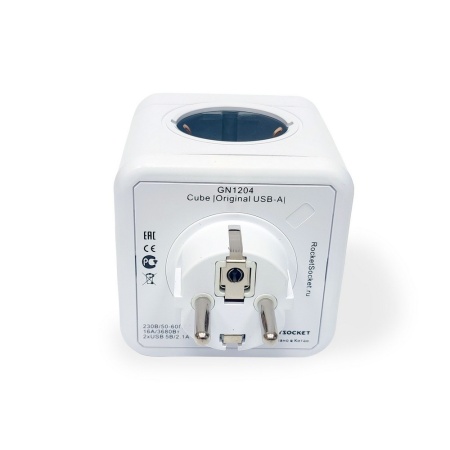 Разветвитель Cube Original 5 Euro 16A RocketSocket, GN1203 цвет белый-серый