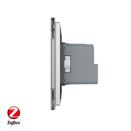 Розетка электрическая ZigBee (Wi-Fi) с заземлением защитными шторками 16A 1 пост Серая