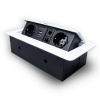 Розетка горизонтальная выдвижная 2 Euro 16A, 2 USB A с блоком 5В/2.1А, 2 RJ45 RocketSocket, проводка, цвет белый