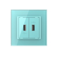 Розетка Livolo USB с блоком 5В 2.1А двойная Зеленая