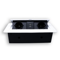 Розетка горизонтальная выдвижная 2 Euro 16A, 2 USB A с блоком 5В/2.1А RocketSocket, проводка, цвет белый