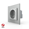 Розетка электрическая ZigBee (Wi-Fi) с заземлением защитными шторками 16A 1 пост Серая