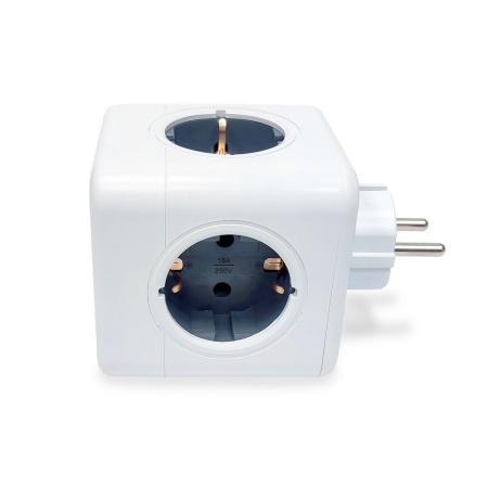 Разветвитель Cube Original 4 Euro 16A, 3 USB 2A+C с блоком 5В/3.0А RocketSocket, цвет белый-серый