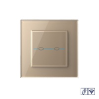 Сенсорный радиоуправляемый выключатель для жалюзи Livolo Quadro 2 клавиши 1 модуль Золотой