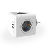 Разветвитель Cube Original 4 Euro 16A, 3 USB 2A+C с блоком 5В/3.0А RocketSocket, цвет белый-серый