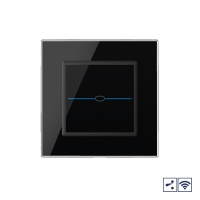 Сенсорный проходной радиоуправляемый выключатель Livolo Quadro 1 клавиша 1 пост Черный
