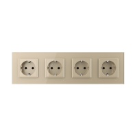 Розетка электрическая 16A Livolo, 4 поста, цвет шампань