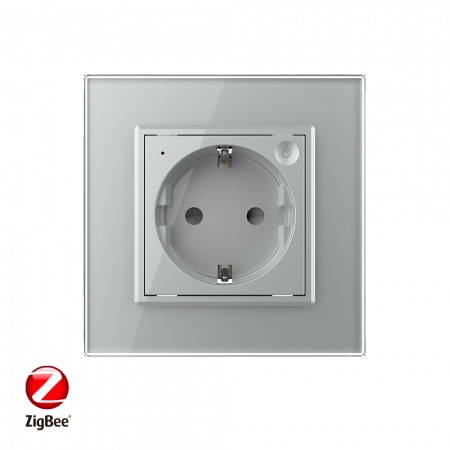 Розетка электрическая ZigBee (Wi-Fi) с заземлением защитными шторками 16A 1 пост Серая