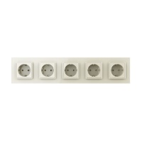Розетка электрическая 16A Livolo, 5 постов, цвет жемчужный