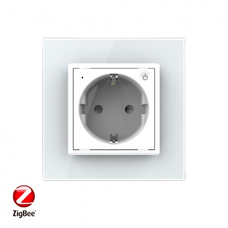 Розетка электрическая ZigBee (Wi-Fi) с заземлением защитными шторками 16A 1 пост Белая
